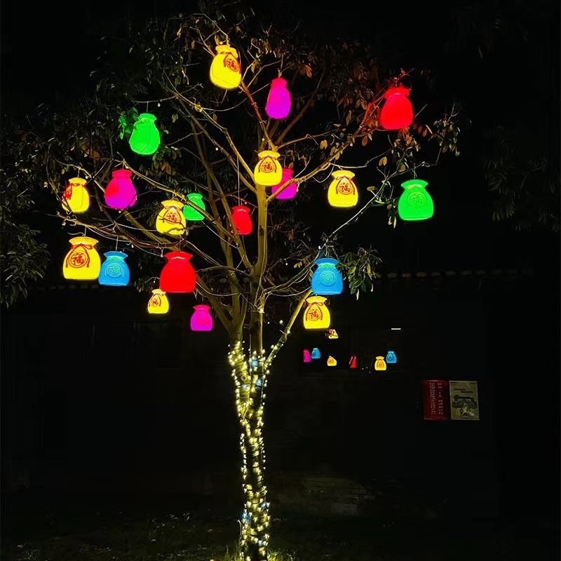 Outdoor Lighting On Trees - Lucky bag lanterns, money bags on