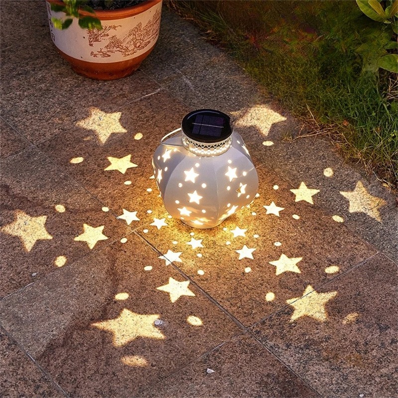 Zinc Outdoor Lighting - Garden Star Projector Lamp Hanging Solar