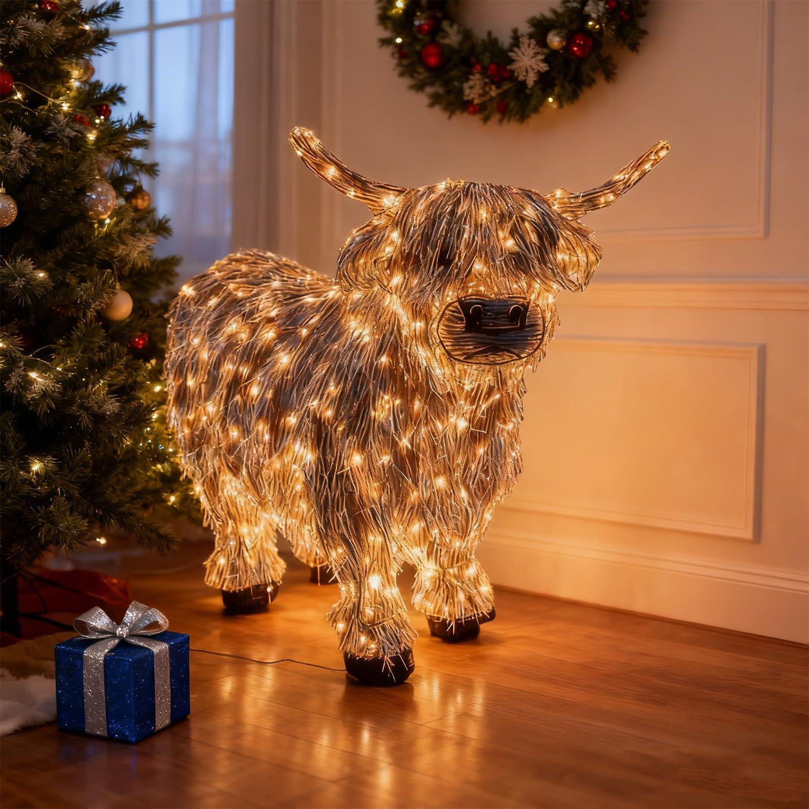Outdoor Lighting Xmas - cow decorations 3D Cow Light Up
