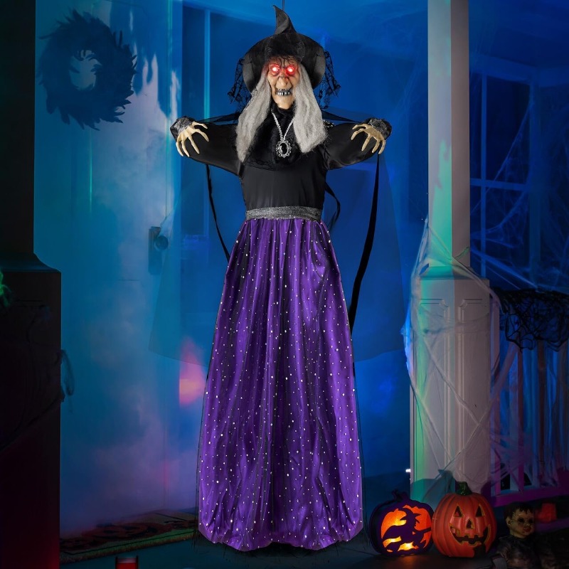 Outdoor Lighting Ideas For Party - 47'' Animated Witch Halloween Decorations Outdoor