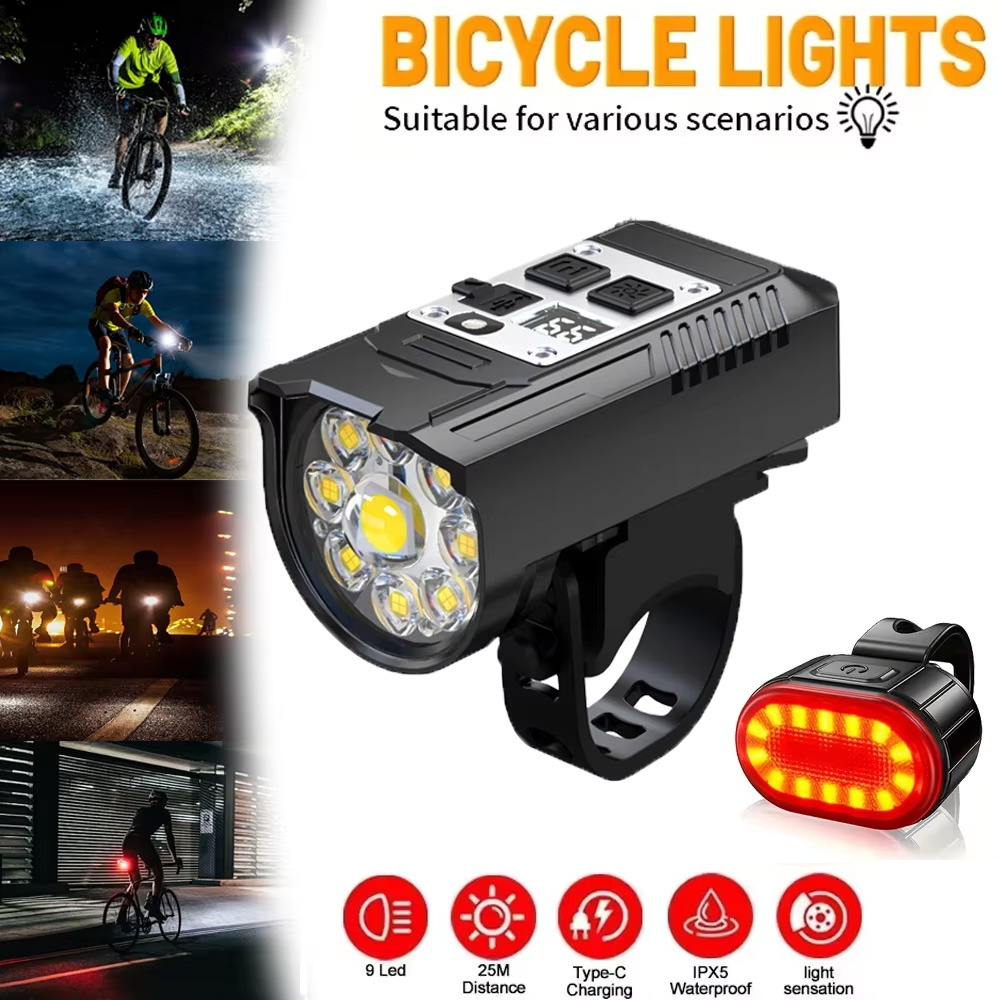 Outdoor Lighting Ideas For Party - 9 LED Bicycle Headlight USB Rechargeable