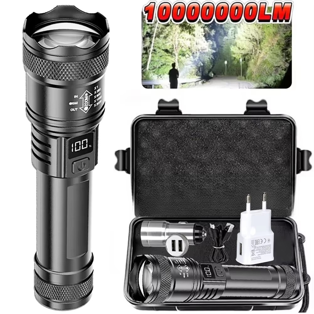 Zinc Outdoor Lighting - Rechargeable LED Flashlight Zoomable Torch with