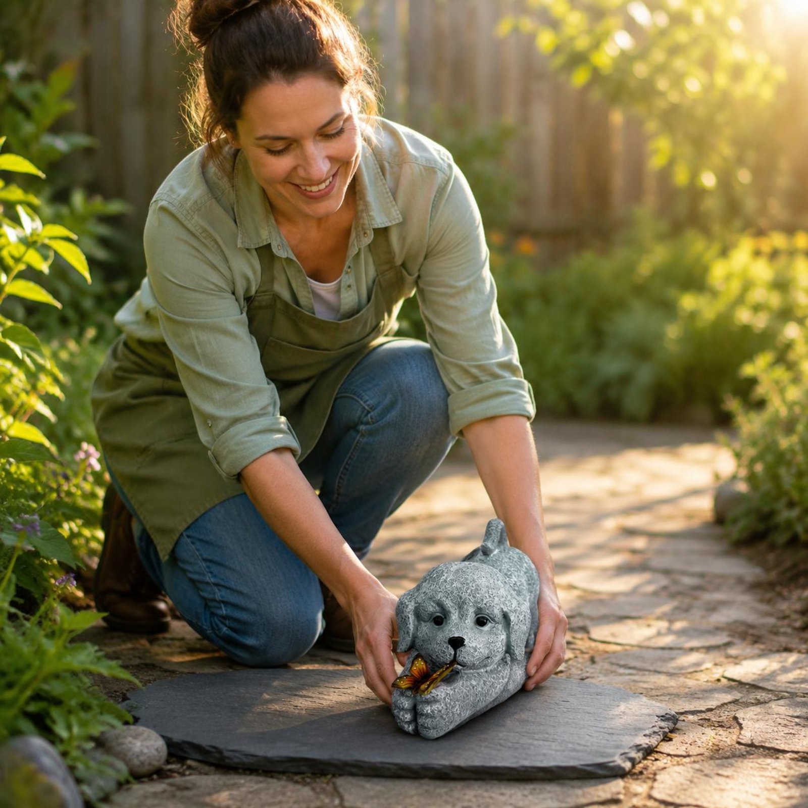 Outdoor Lighting Ip65 - Solar Dog Statue Resin Craft Solar