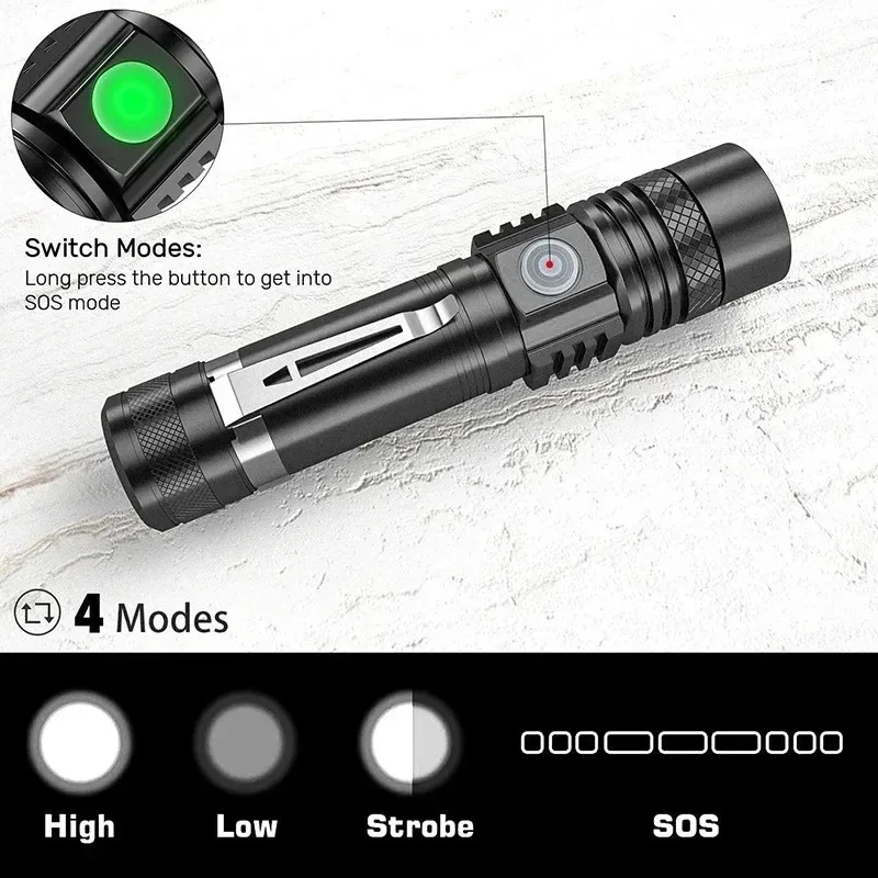 Rechargeable T6 Handheld Flash - đánh giá và giá Zinc Outdoor Lighting