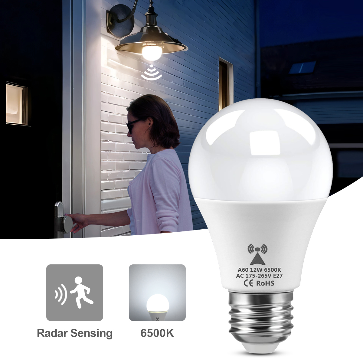 12W E27 LED Radar Motion Senso - đánh giá và giá Outdoor Lighting On Stairs