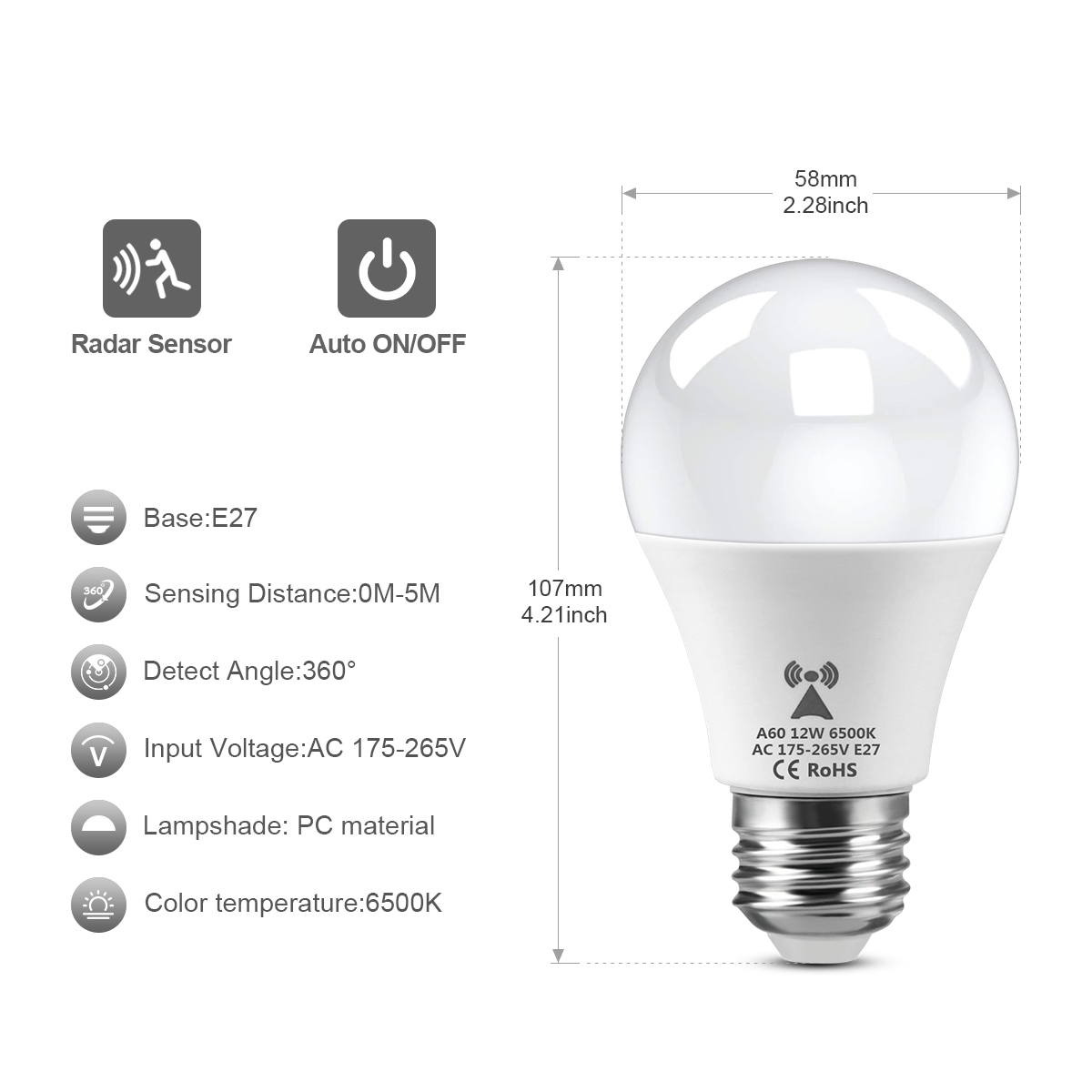 12W E27 LED Radar Motion Senso - đánh giá và giá Outdoor Lighting On Stairs