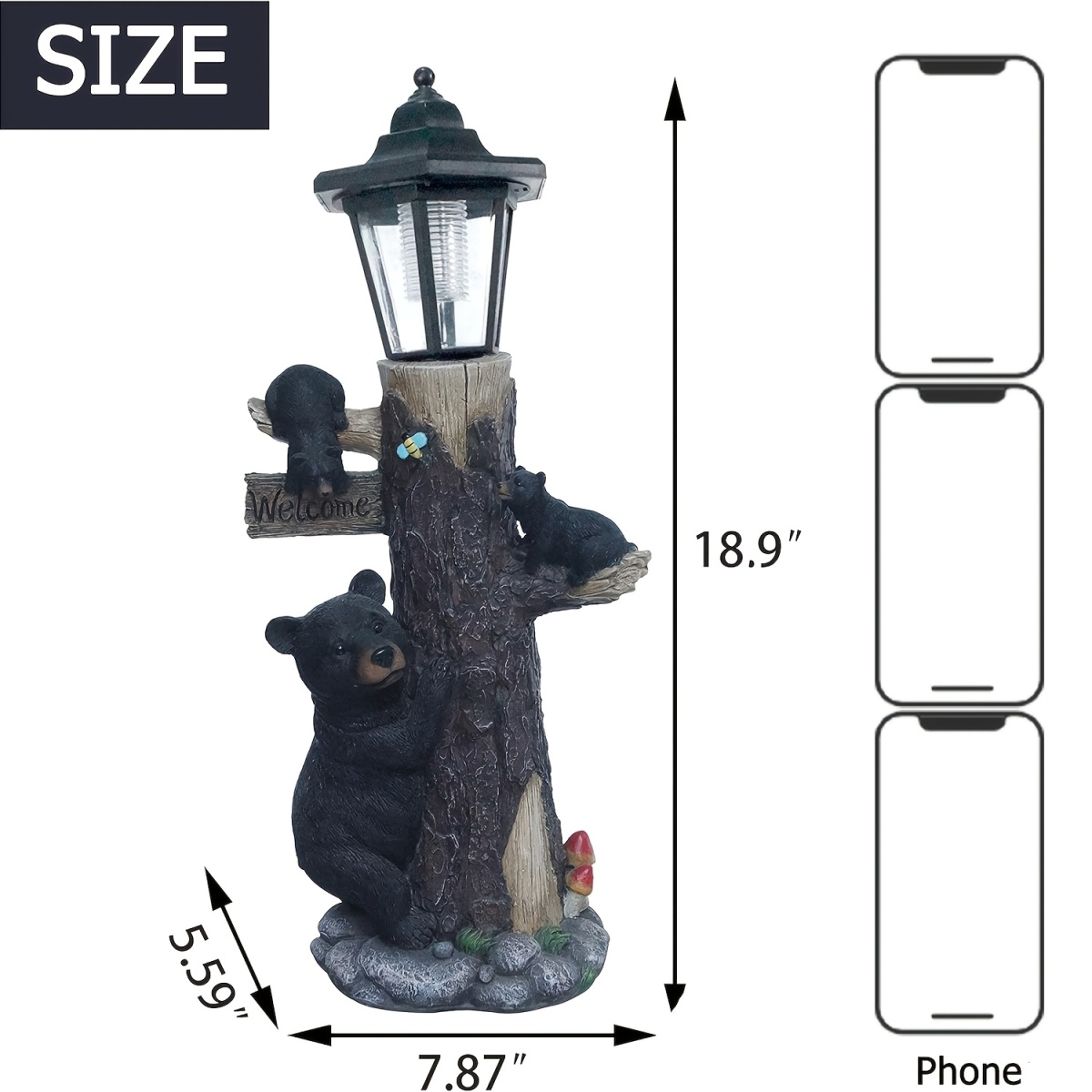 Black bear statue welcome sign - đánh giá và giá Outdoor Lighting On Trees