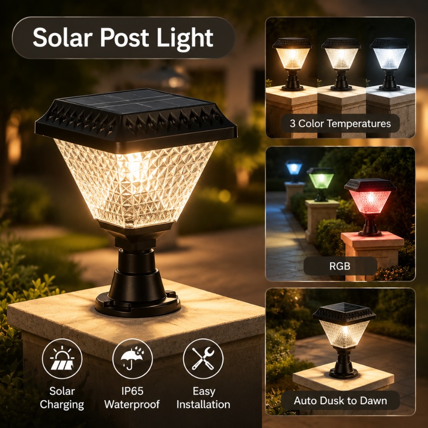 Outdoor Solar Post Light LED W - đánh giá và giá Outdoor Lighting Dusk To Dawn