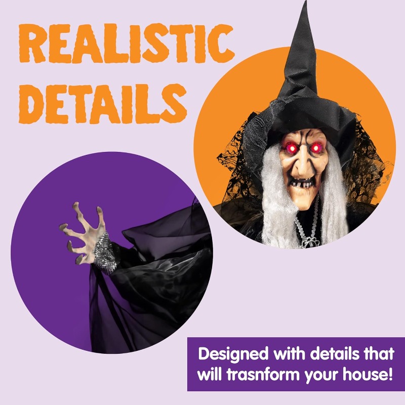 47'' Animated Witch Halloween  - đánh giá và giá Outdoor Lighting Ideas For Party