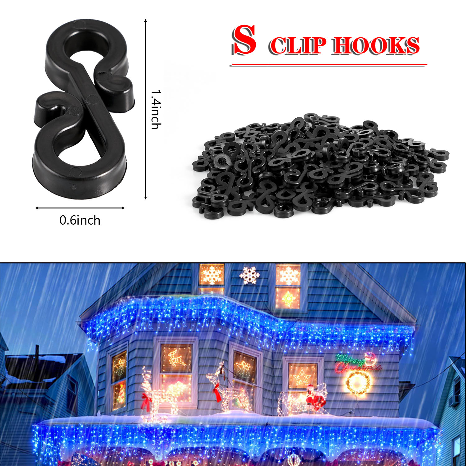 120Pcs Plastic Hooks Gutter Ho - đánh giá và giá Outdoor Lighting Xmas