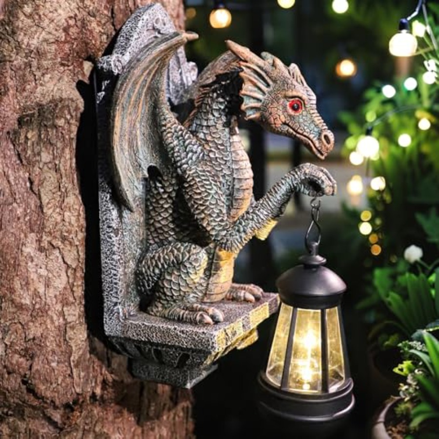 Dragon Statue Solar Lantern fo - đánh giá và giá Outdoor Lighting On Trees
