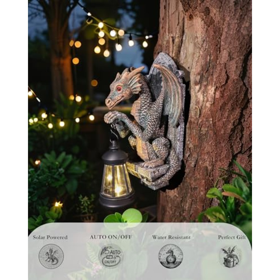Dragon Statue Solar Lantern fo - đánh giá và giá Outdoor Lighting On Trees