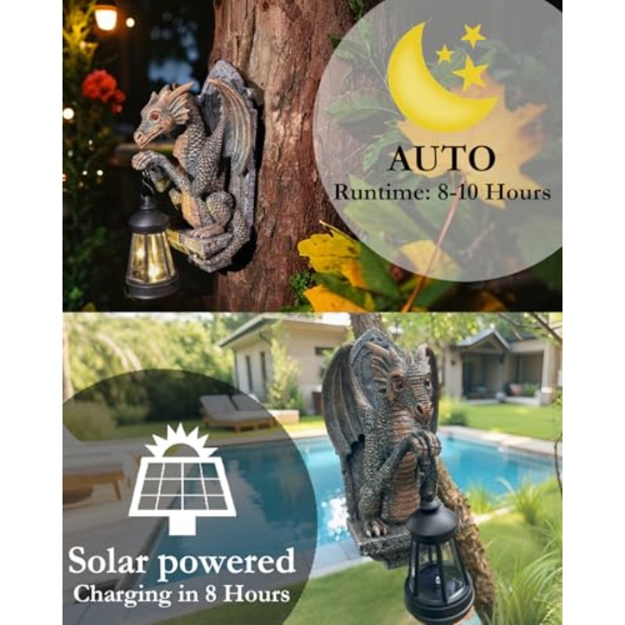 Dragon Statue Solar Lantern fo - đánh giá và giá Outdoor Lighting On Trees