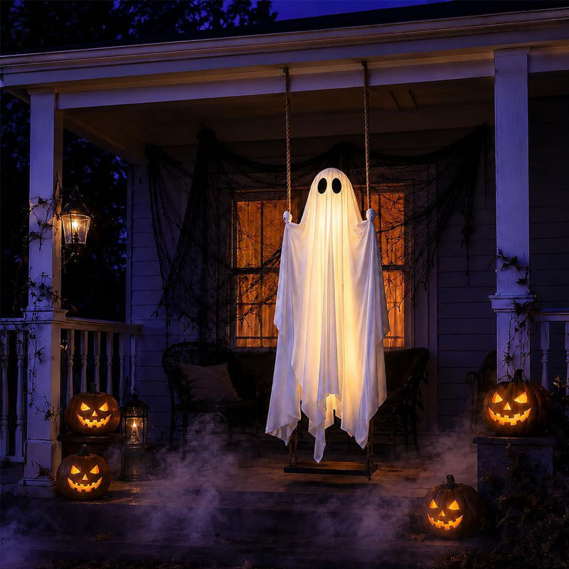 Halloween Glowing Ghost on Swi - đánh giá và giá Outdoor Lighting On Trees