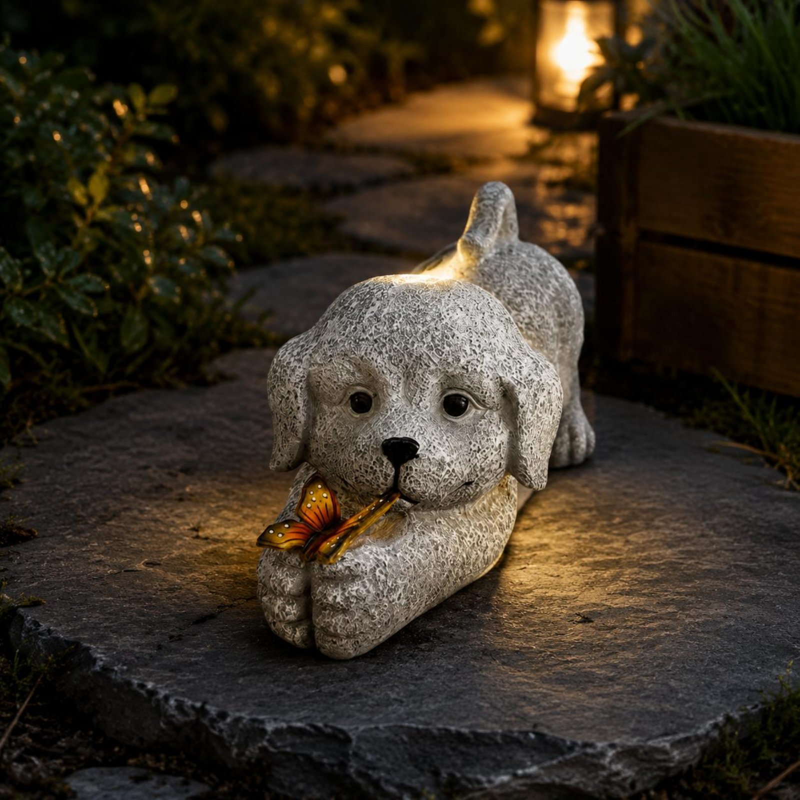 Solar Dog Statue Resin Craft S - đánh giá và giá Outdoor Lighting Ip65